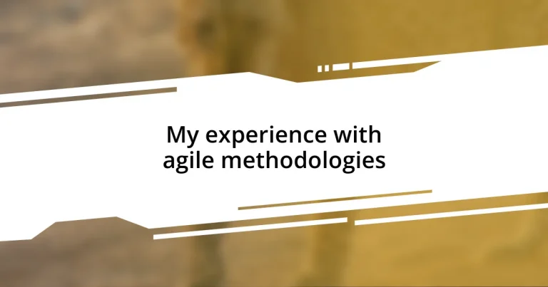 My experience with agile methodologies