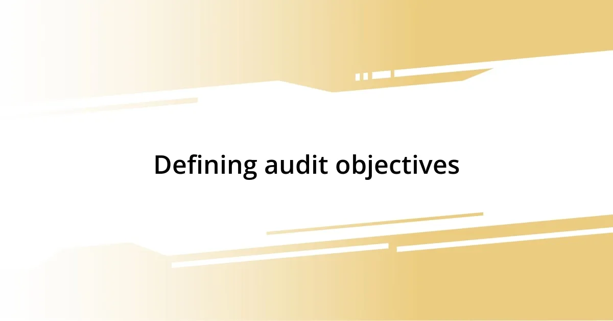 Defining audit objectives