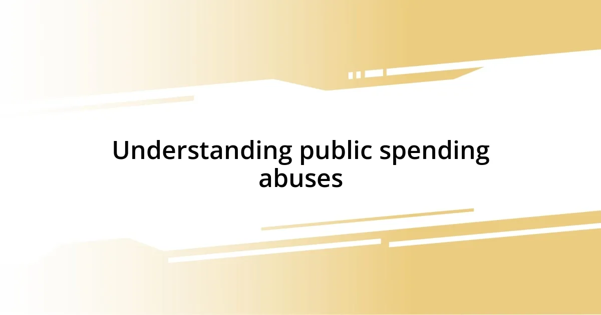 Understanding public spending abuses