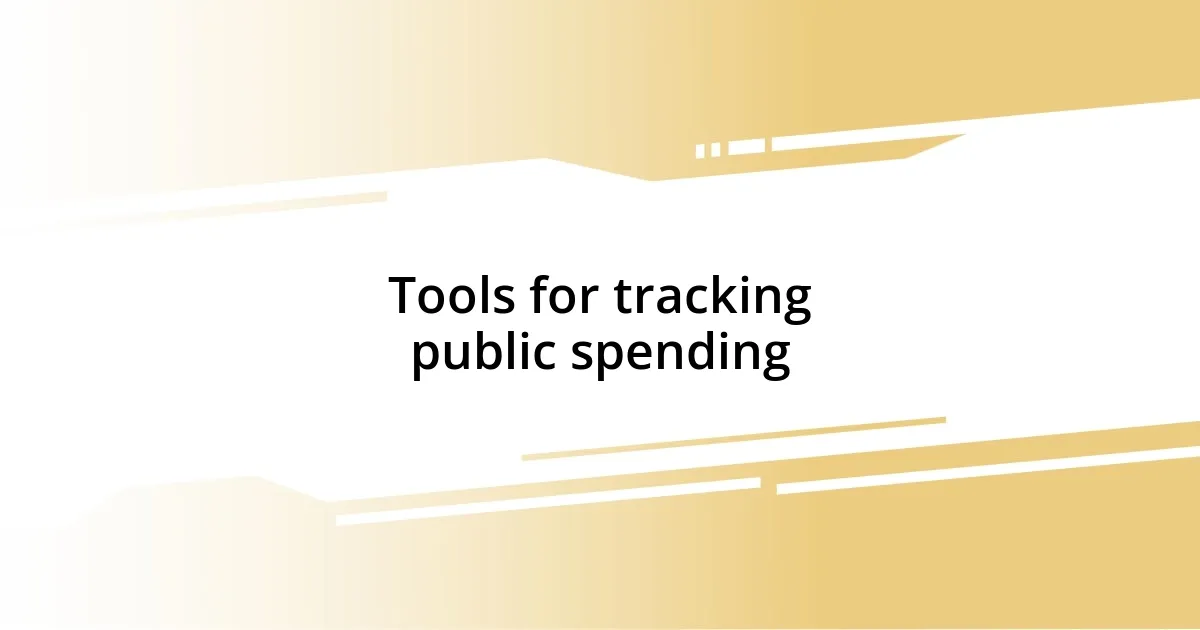 Tools for tracking public spending