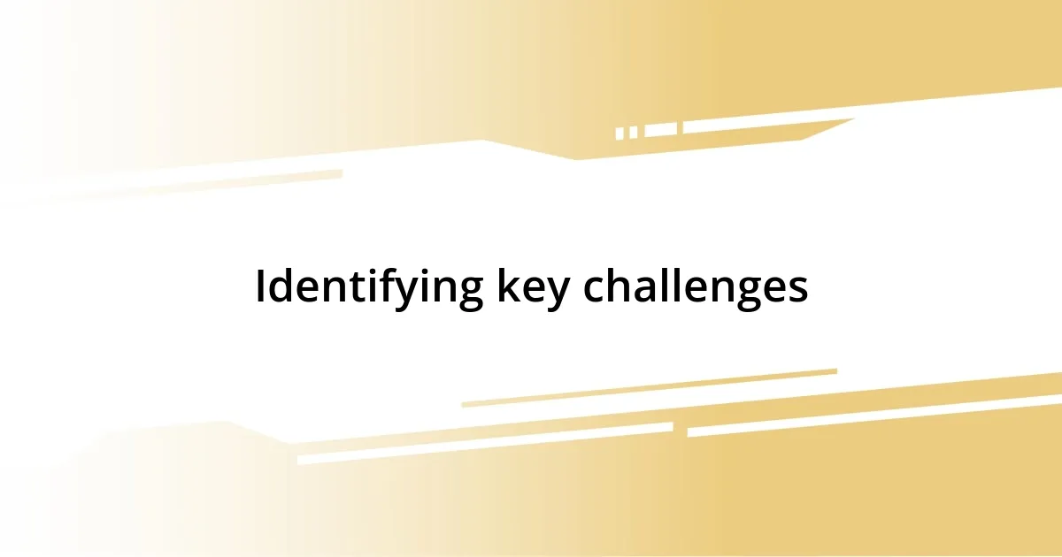 Identifying key challenges